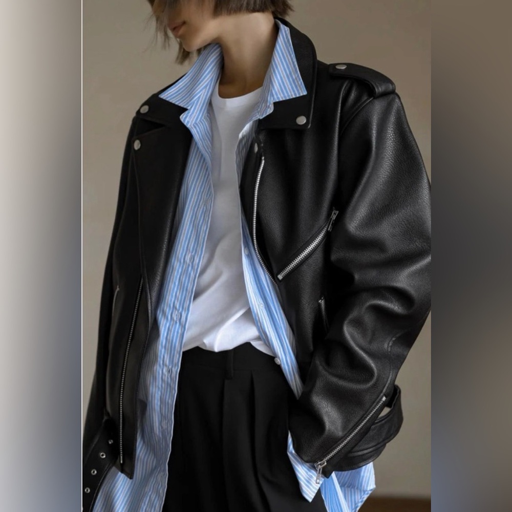 Brand new Frankie Shop Faux Leather Oversized Moto Jacket